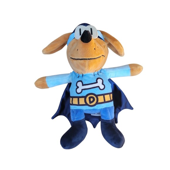 MerryMakers Plush Dog Mans Bark Knight Stuffed Animal Toy Blue Tan Soft 9" - Picture 1 of 5